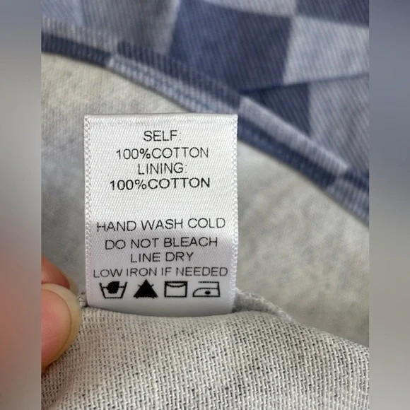 NWT Blue Blush Denim Checkered Mini Dress Size Large Square Neckline Sleeveless - Picture 5 of 9